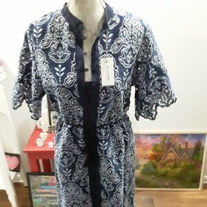 Ellison Navy and White Floral Midi Dress